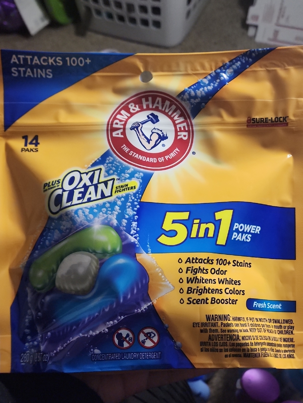(2 Bags)Plus OxiClean 5-in-1 Power Paks Laundry Detergent - Fresh Scent (Yellow)